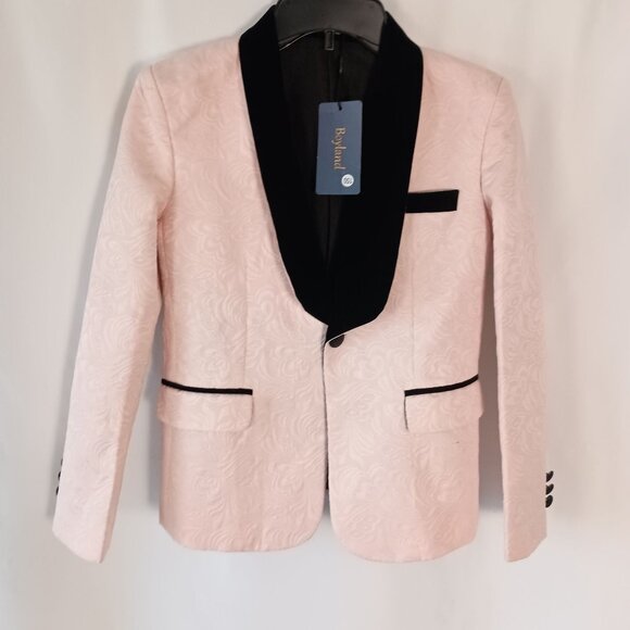 Boyland Pink Jacquard Tuxedo Jacket Boys Size 150 Ring Bearer Wedding Formal - Picture 1 of 6